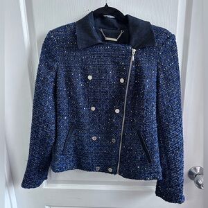 White House Black Market Navy Tweed Blazer
